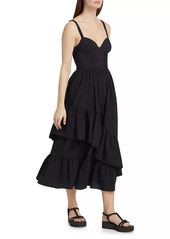 Cinq a Sept Amy Asymmetric Ruffle Midi-Dress