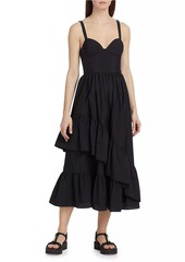 Cinq a Sept Amy Asymmetric Ruffle Midi-Dress