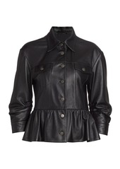 Cinq a Sept Arbor Ruffle Leather Jacket