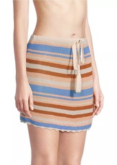 Cinq a Sept Ari Striped Knit Drawstring Miniskirt