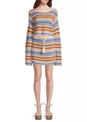 Cinq a Sept Ari Striped Knit Drawstring Miniskirt