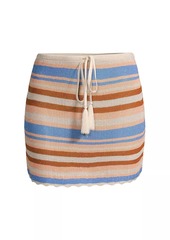 Cinq a Sept Ari Striped Knit Drawstring Miniskirt