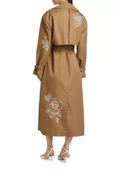 Cinq a Sept Astrid Floral Embroidered Trench Coat