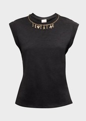 Cinq a Sept Bella Je T'aime Necklace Sleeveless T-Shirt