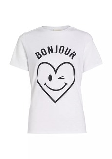 Cinq a Sept Bonjour Smiling Heat Graphic Cotton T-Shirt