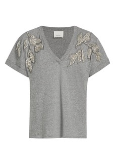 Cinq a Sept Bree Crystal-Embellished Heathered Tee