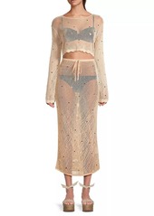 Cinq a Sept Briar Sequin-Embellished Mesh Knit Maxi Skirt