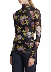 Cinq a Sept Bridgette Floral Mesh Turtleneck Top