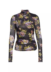 Cinq a Sept Bridgette Floral Mesh Turtleneck Top