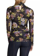 Cinq a Sept Bridgette Floral Mesh Turtleneck Top