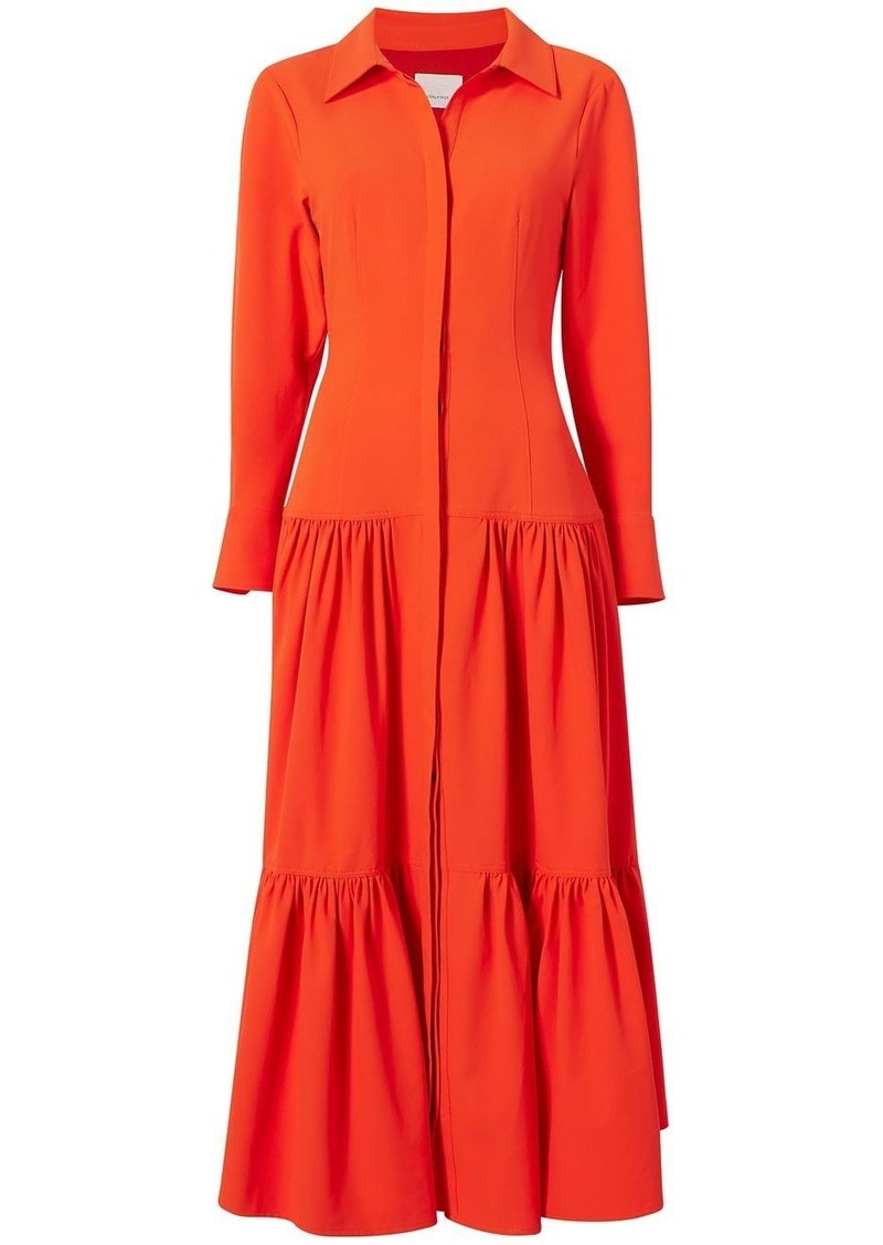 Cinq a Sept button-up long sleeve tiered dress