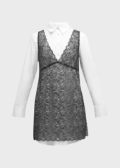 Cinq a Sept Catilina Combo Lace Shirting Mini Dress