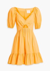 Cinq a Sept Cinq à Sept - Kayla cutout cotton-blend broadcloth mini dress - Yellow - US 4