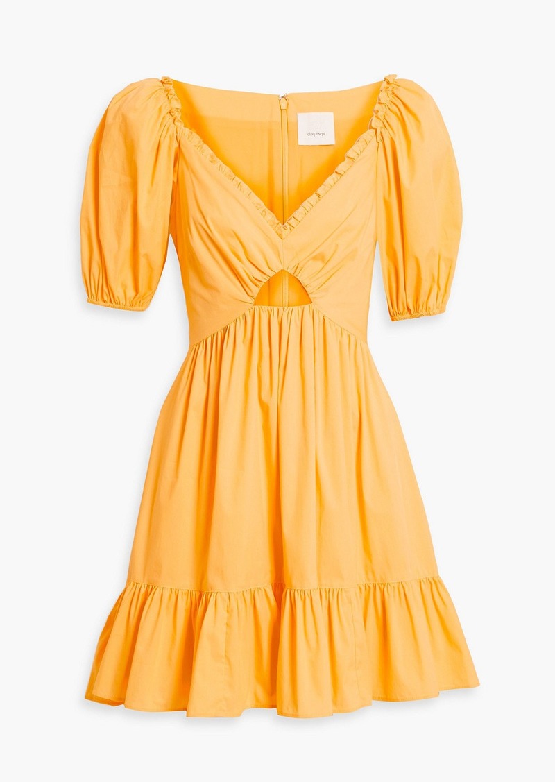 Cinq a Sept Cinq à Sept - Kayla cutout cotton-blend broadcloth mini dress - Yellow - US 4