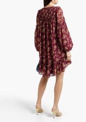 Cinq a Sept Cinq à Sept - Zola shirred floral-print crepe de chine mini dress - Purple - US 0