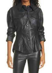 Cinq a Sept Cinq à Sept Canyon Scrunched Leather Jacket in Black at Nordstrom