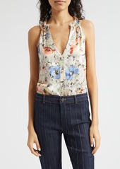 Cinq a Sept Cinq à Sept Jessie Floral Print Silk Sleeveless Top