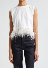 Cinq a Sept Cinq à Sept Feather Trim Crop Top