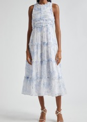 Cinq a Sept Cinq à Sept Garden Toile Sleeveless Tiered Midi Dress