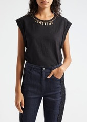 Cinq a Sept Cinq à Sept Je T'Aime Bella Necklace Accent Cotton Crop Top