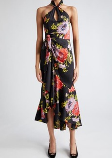 Cinq a Sept Cinq à Sept Josie Floral Print Halter High-Low Maxi Dress
