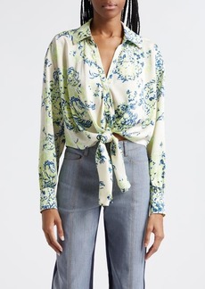 Cinq a Sept Cinq à Sept Marianna Floral Tie Front Button-Up Shirt