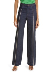 Cinq a Sept Cinq à Sept Rosaline Rhinestone Wide Leg Pants in Indigo at Nordstrom Rack