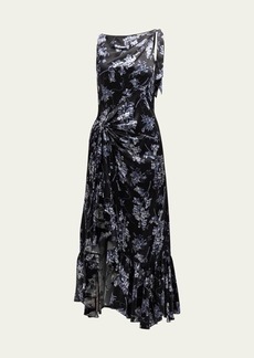 Cinq a Sept Anwan Floral Silk Sleeveless High-Low Midi Dress