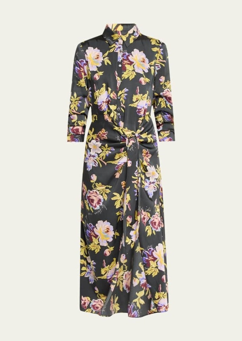 Cinq a Sept Brigitte Floral Jacey Tie-Waist Midi Shirtdress