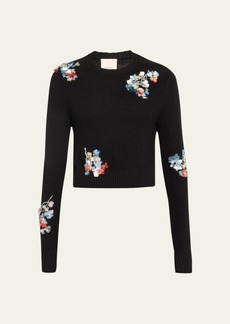 Cinq a Sept Evie Floral Sequined Crewneck Sweater