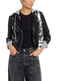 Cinq a Sept Evie Hooded Faux Leather Jacket