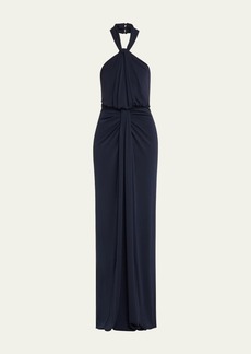 Cinq a Sept Kaily Backless Draped Halter Gown
