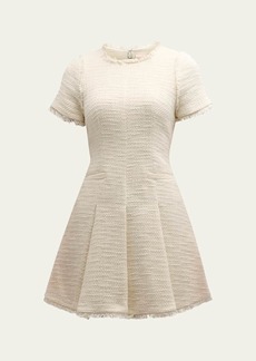 Cinq a Sept Nova Cotton Boucle Pleated Mini Dress