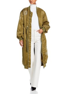 Cinq a Sept Peony Embroidered Long Parka Coat