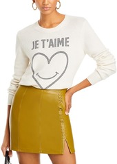 Cinq a Sept Rhinestone Je T'Aime Wool Sweater