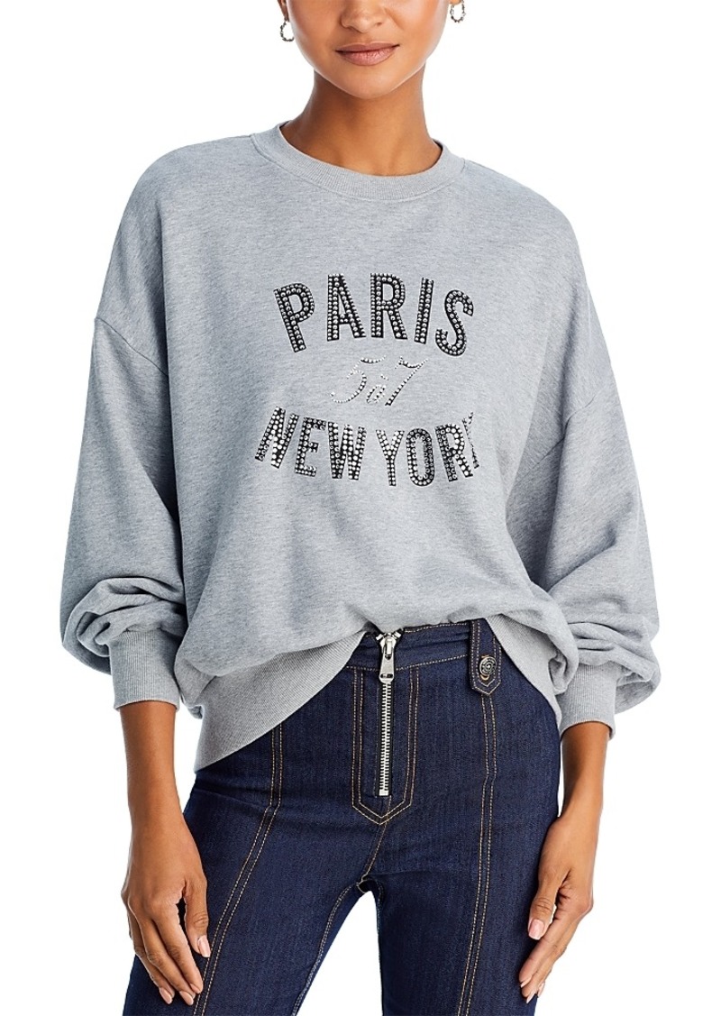Cinq a Sept Rhinestone Paris New York Sweatshirt
