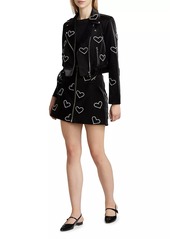 Cinq a Sept Crystal-Embellished Zip Miniskirt