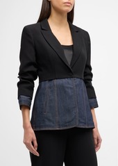 Cinq a Sept Dionne Mixed Media 3/4-Sleeve Blazer