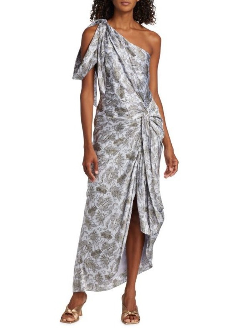 Cinq a Sept Gretchen One Shoulder Silk Maxi Dress