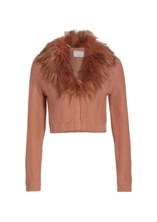 Cinq a Sept Isa Faux Fur Cropped Cardigan