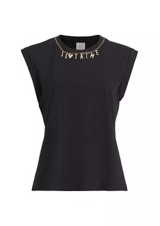 Cinq a Sept Je T'aime Necklace Cap-Sleeve Top