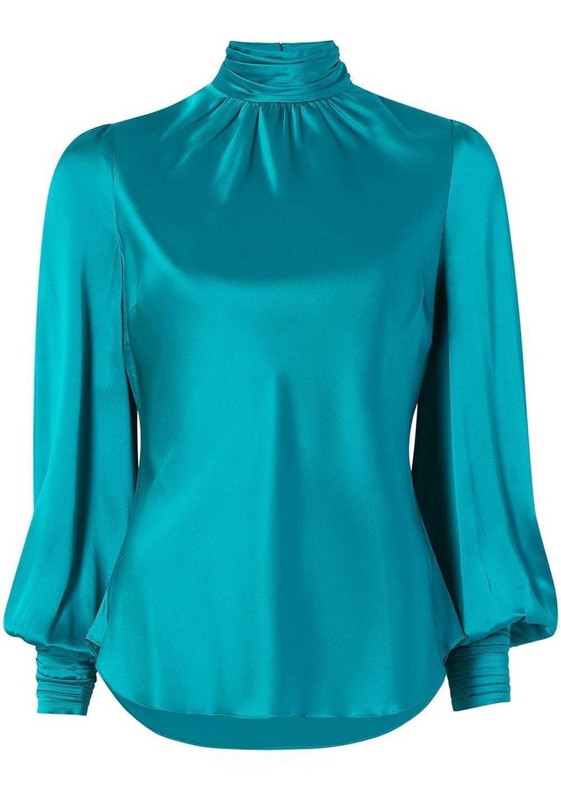 Cinq a Sept Jem high-neck long-sleeve silk blouse