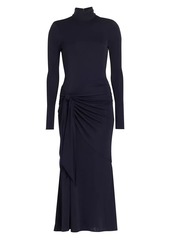 Cinq a Sept Johnson Draped Turtleneck Midi-Dress