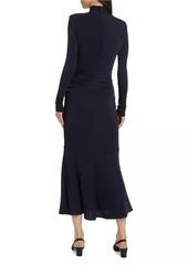 Cinq a Sept Johnson Draped Turtleneck Midi-Dress