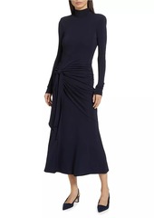 Cinq a Sept Johnson Draped Turtleneck Midi-Dress