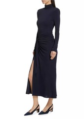 Cinq a Sept Johnson Draped Turtleneck Midi-Dress