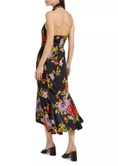 Cinq a Sept Josie Floral High-Low Halterneck Dress