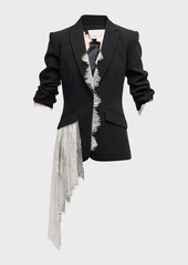 Cinq a Sept Keeves Scrunched-Sleeve Lace Embellished Blazer