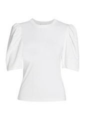 Cinq a Sept Kendra Sequin Puff-Sleeve T-Shirt