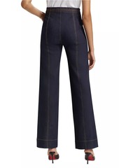 Cinq a Sept Kenji Denim Double-Belt Flared Pants